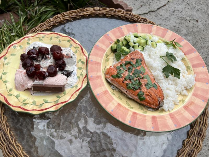 Salmon Dinner and Dessert